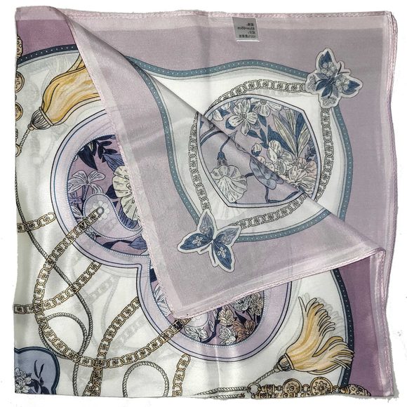 NWT Genuine 100% Mulberry Silk Satin Scarf 21"x21" Small Square Shawl 54031 - Picture 3 of 7